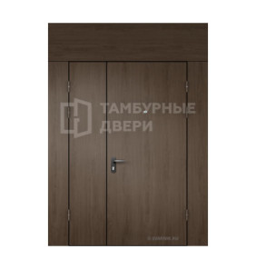Дверь в тамбур глухая с фрамугой и перегородкой ламинат — скелет ТД-218